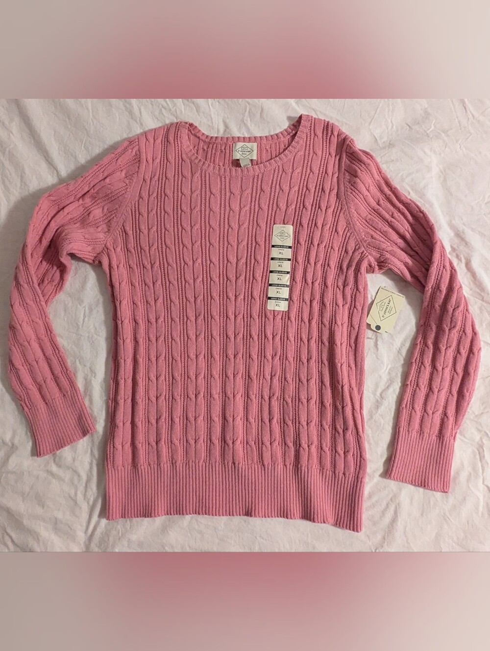St. John’s Bay Cable Knit Sweater Women's XL fabulous pink Crew Neck long sleeve